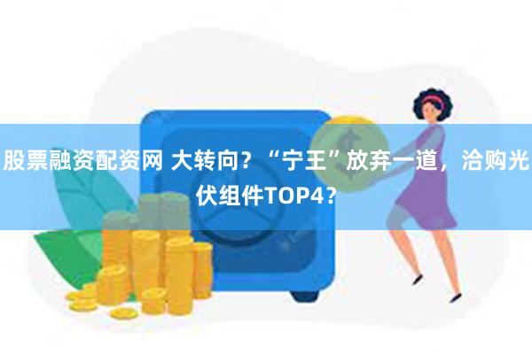 股票融资配资网 大转向？“宁王”放弃一道，洽购光伏组件TOP4？