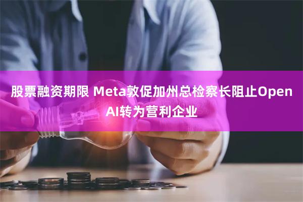 股票融资期限 Meta敦促加州总检察长阻止OpenAI转为营利企业